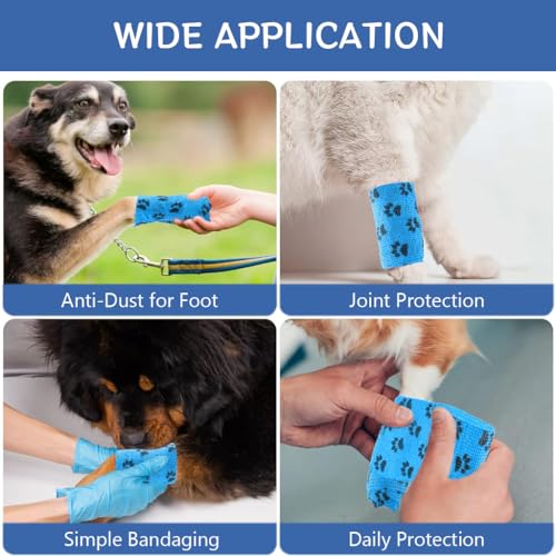 Qpets® 18PCS Dog Bandages for Walk Self-Adhesive Pet with Cute Paw Print Design Waterproof Non-Woven Cat Injury Recovery Wrap Lick-Proof Breathable 7.5x5.4cm Total Length 4.5M Qpets® 18PCS Dog Bandages for Walk Self-Adhesive Pet with Cute Paw Print Design Waterproof Non-Woven Cat Injury Recovery Wrap Lick-Proof Breathable 7.5x5.4cm Total Length 4.5M